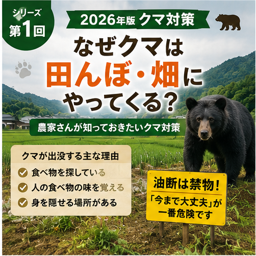 第1回｜なぜクマは田んぼ・畑にやってくる？農家さんが知っておきたいクマ対策